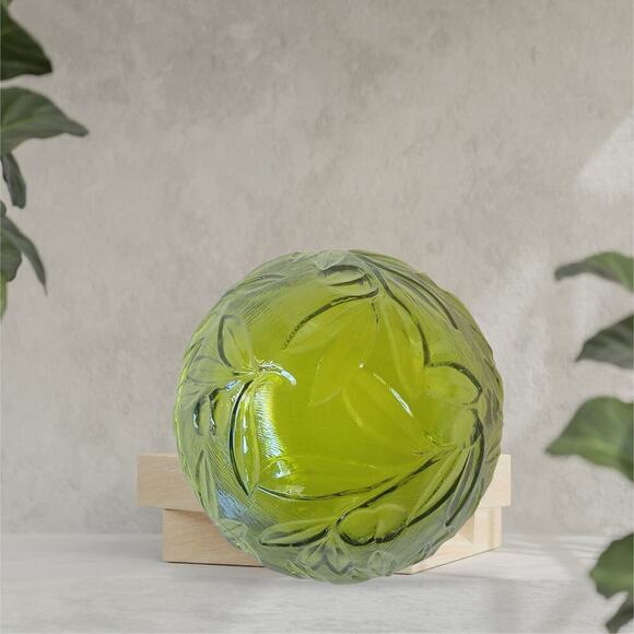 Vintage MCM Green Floral/Plant Drepression Glass Bowl Mid Centruy Modern Decor - Picture 6 of 10